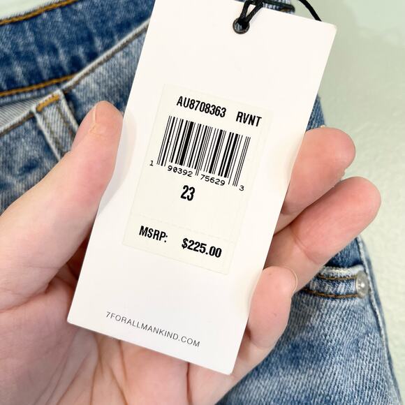 7 For All Mankind Jeans Women 23 Blue Denim Crossover Skinny Retro Mid Rise NWT - Picture 10 of 10